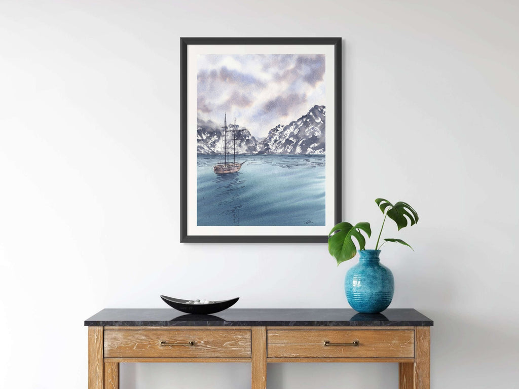 Sail Towards the Mountains - Art Print