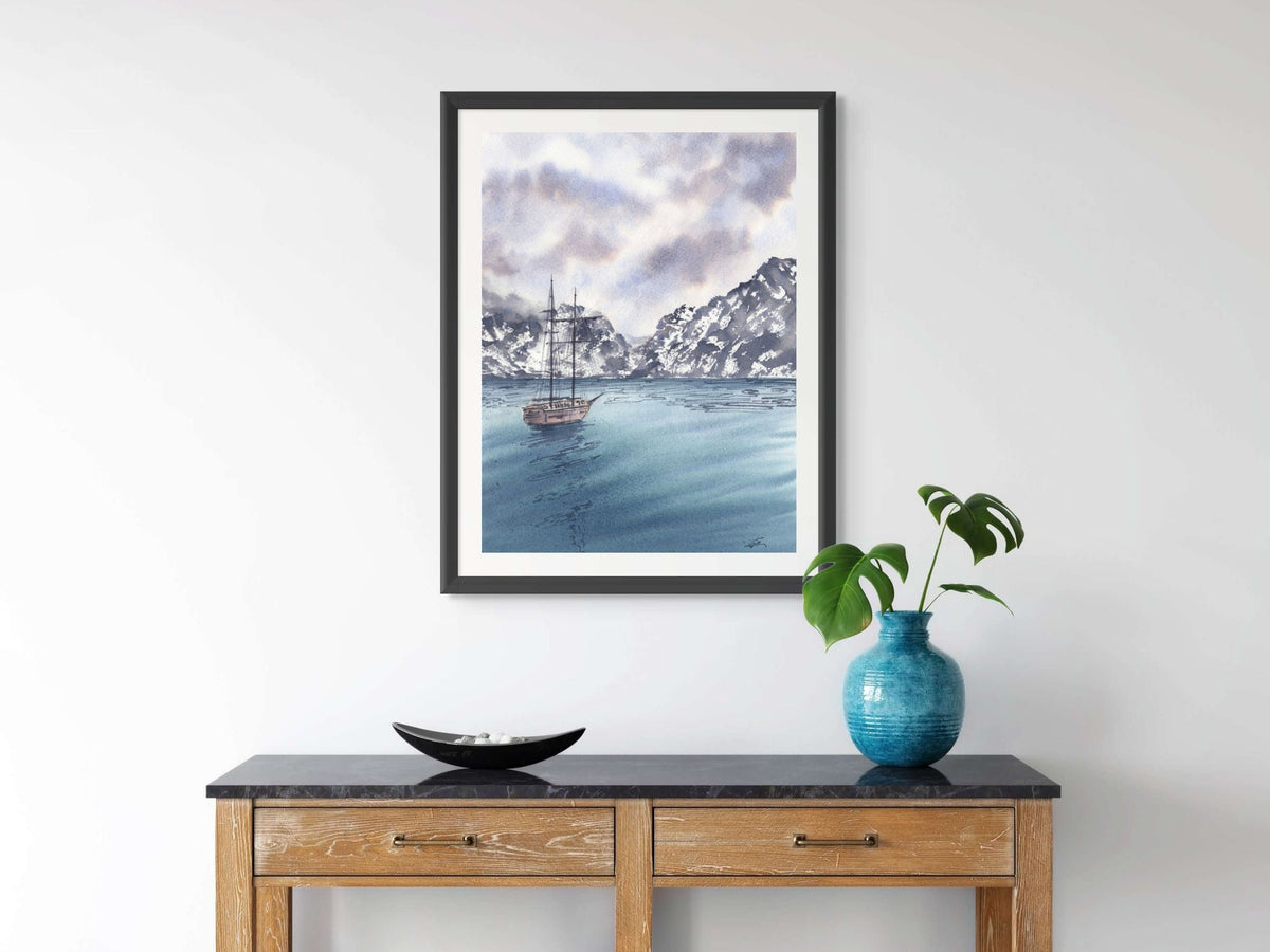 Sail Towards the Mountains - Art Print