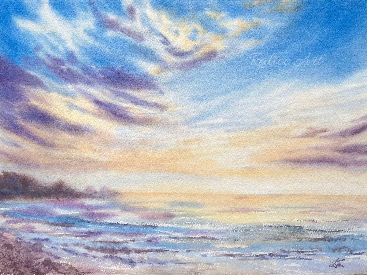 Soft Seascape - Original Watercolor Painting