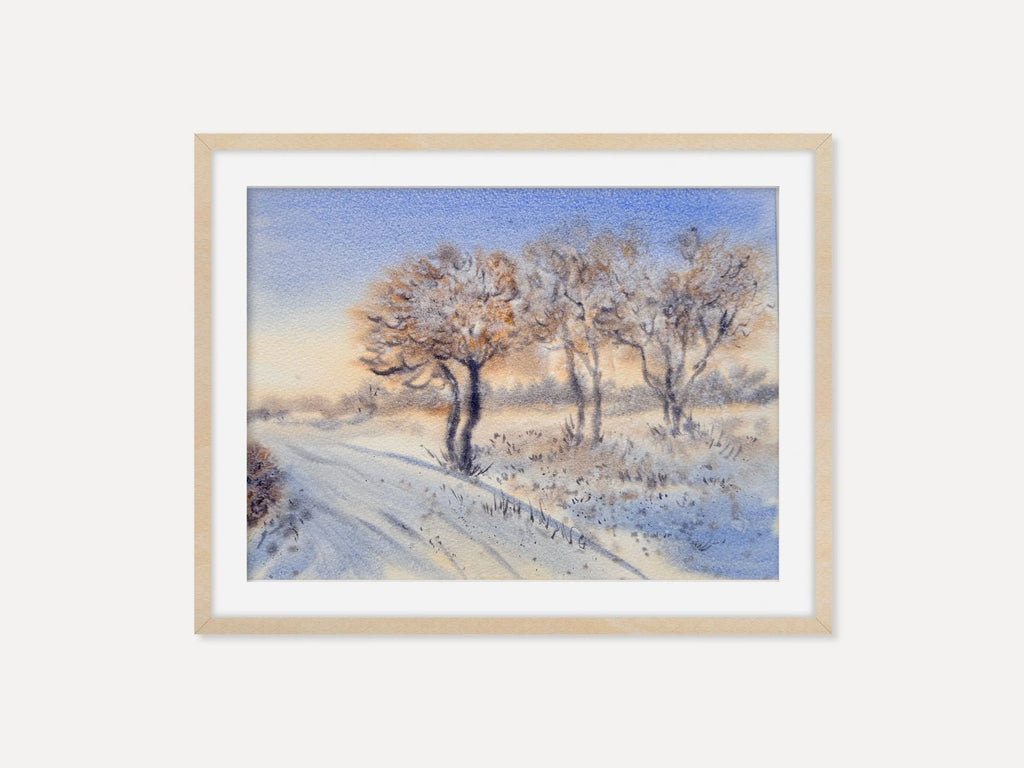 Snowy Winter Landscape - Original Watercolor Painting