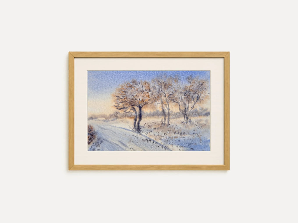 Snowy Winter Landscape - Original Watercolor Painting
