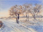 Snowy Winter Landscape - Original Watercolor Painting