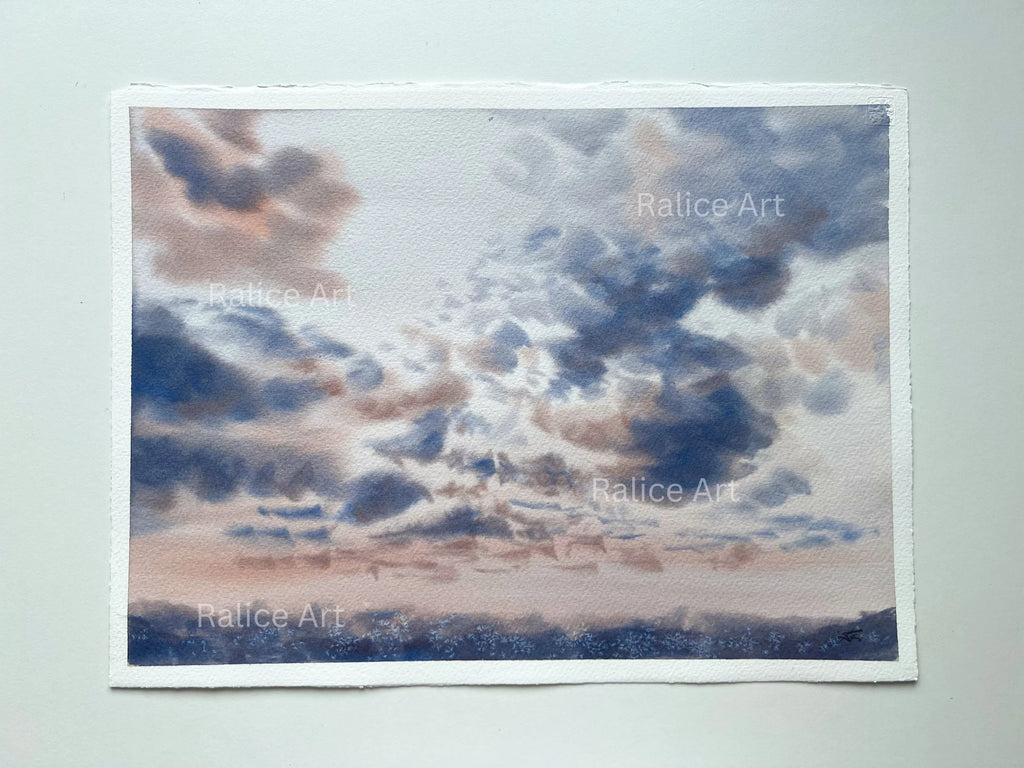 Stratocumulus Clouds - Original Watercolor Painting