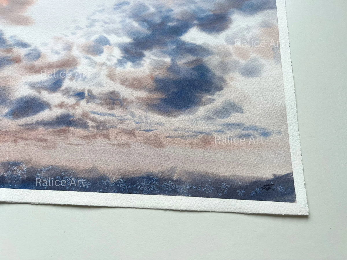 Stratocumulus Clouds - Original Watercolor Painting