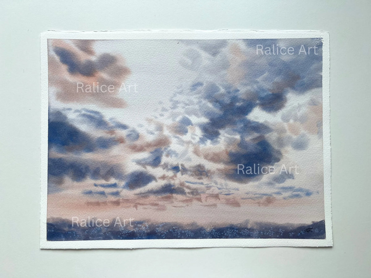 Stratocumulus Clouds - Original Watercolor Painting
