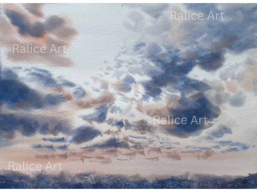Stratocumulus Clouds - Original Watercolor Painting