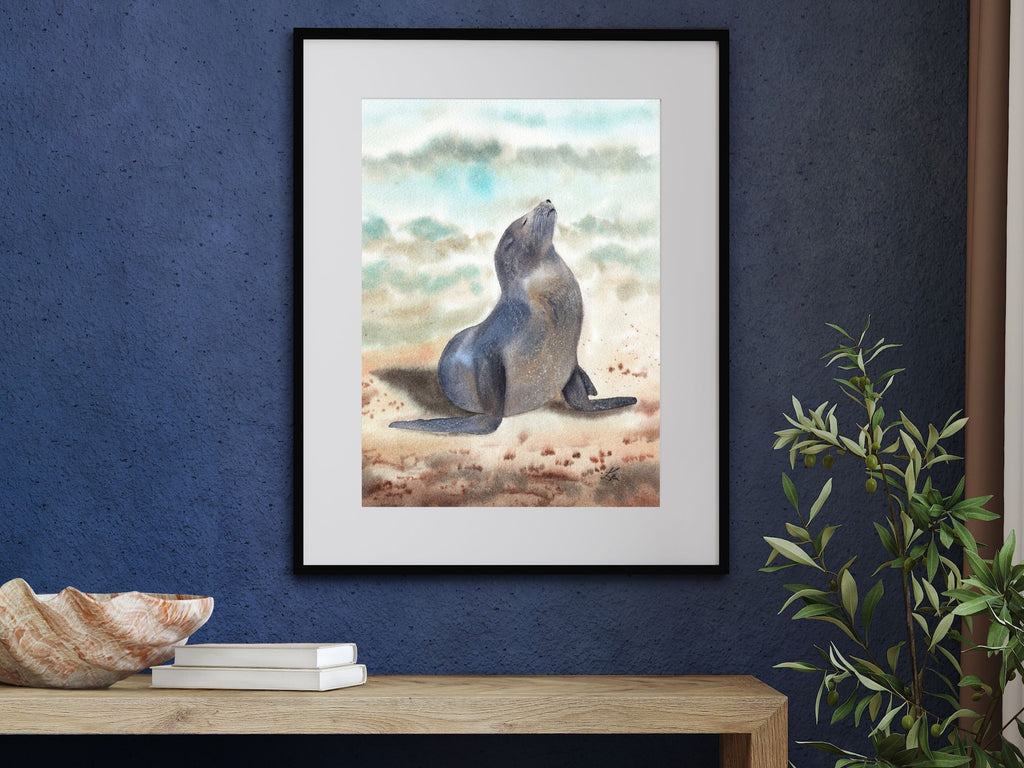 Sunbathing Seal - Art Print
