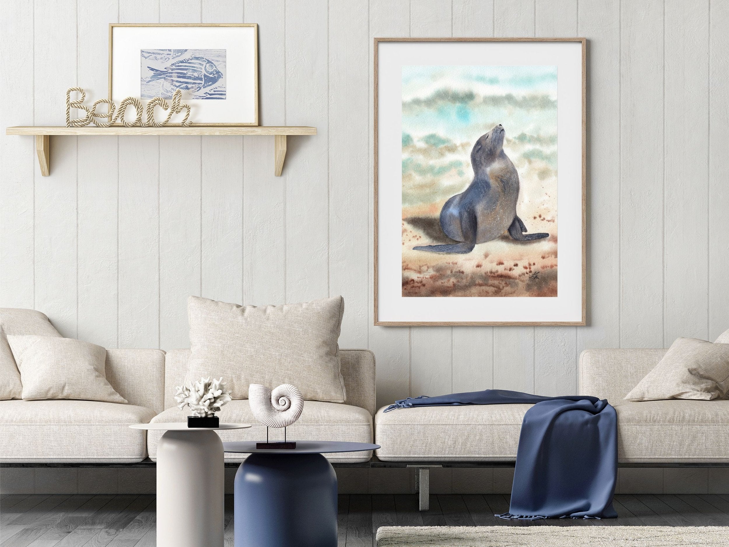 Sunbathing Seal - Art Print