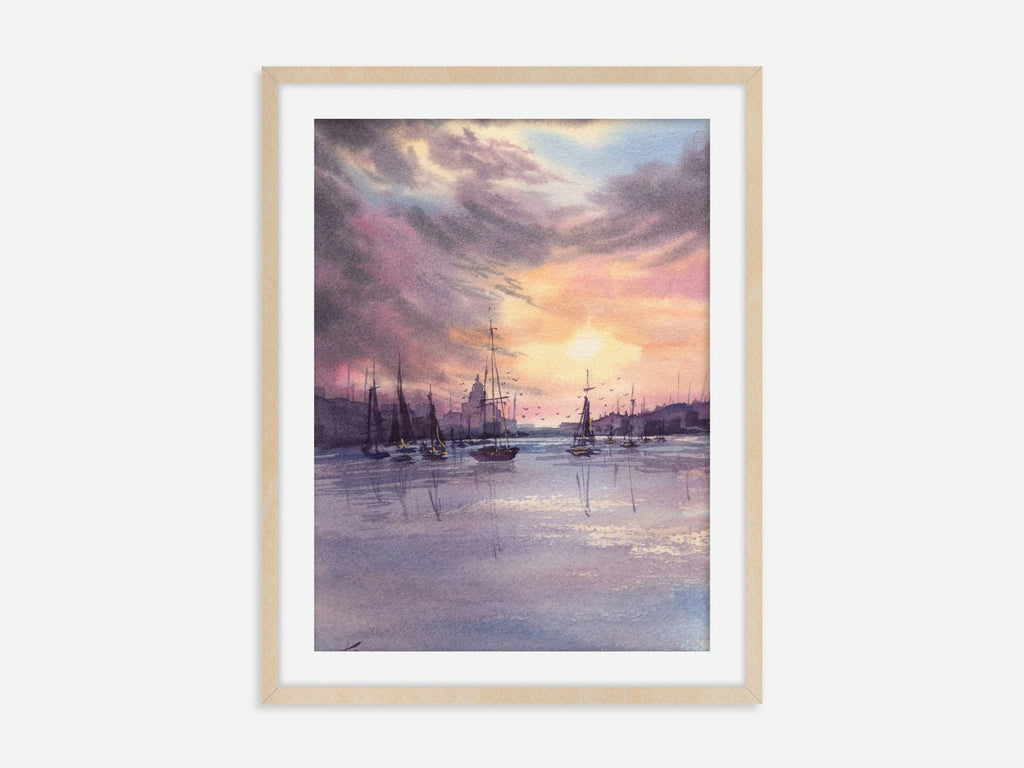 Sailboats Resting in the Harbour - Art Print