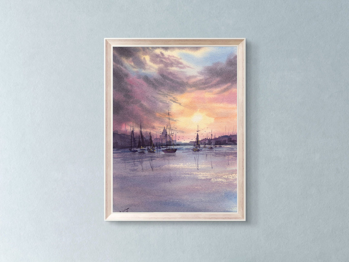 Sailboats Resting in the Harbour - Art Print