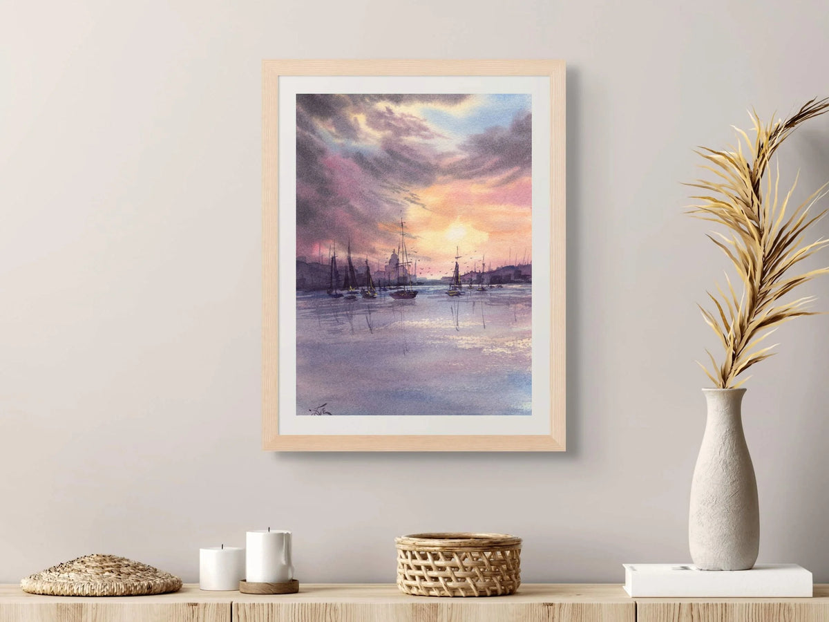 Sailboats Resting in the Harbour - Art Print