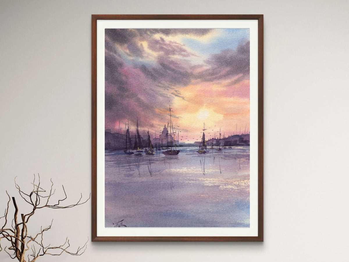 Sailboats Resting in the Harbour - Art Print