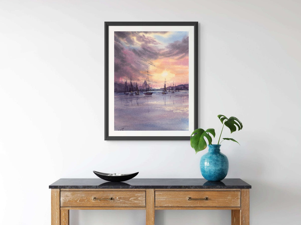 Sailboats Resting in the Harbour - Art Print