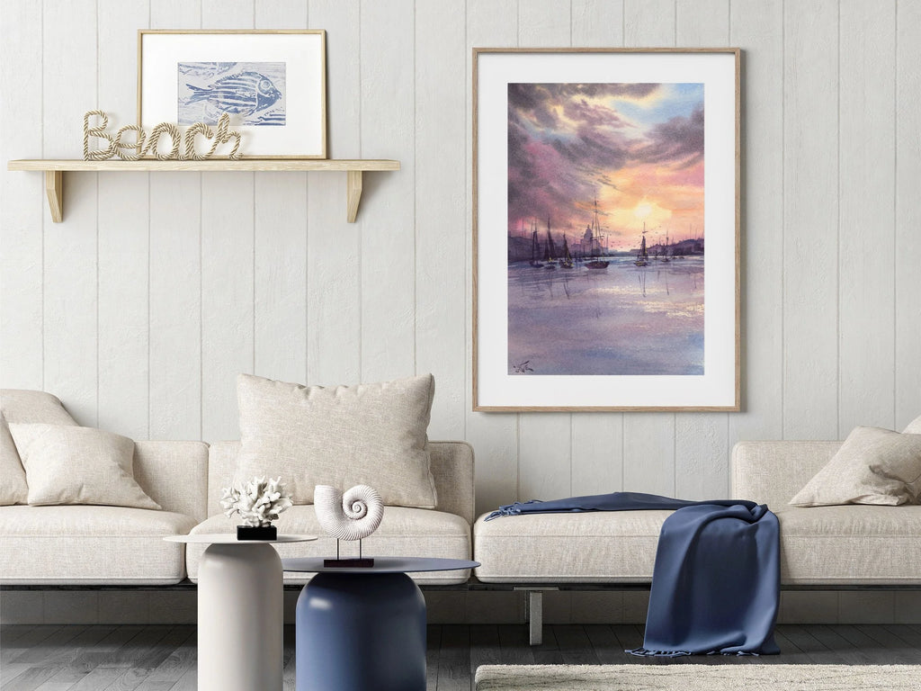 Sailboats Resting in the Harbour - Art Print