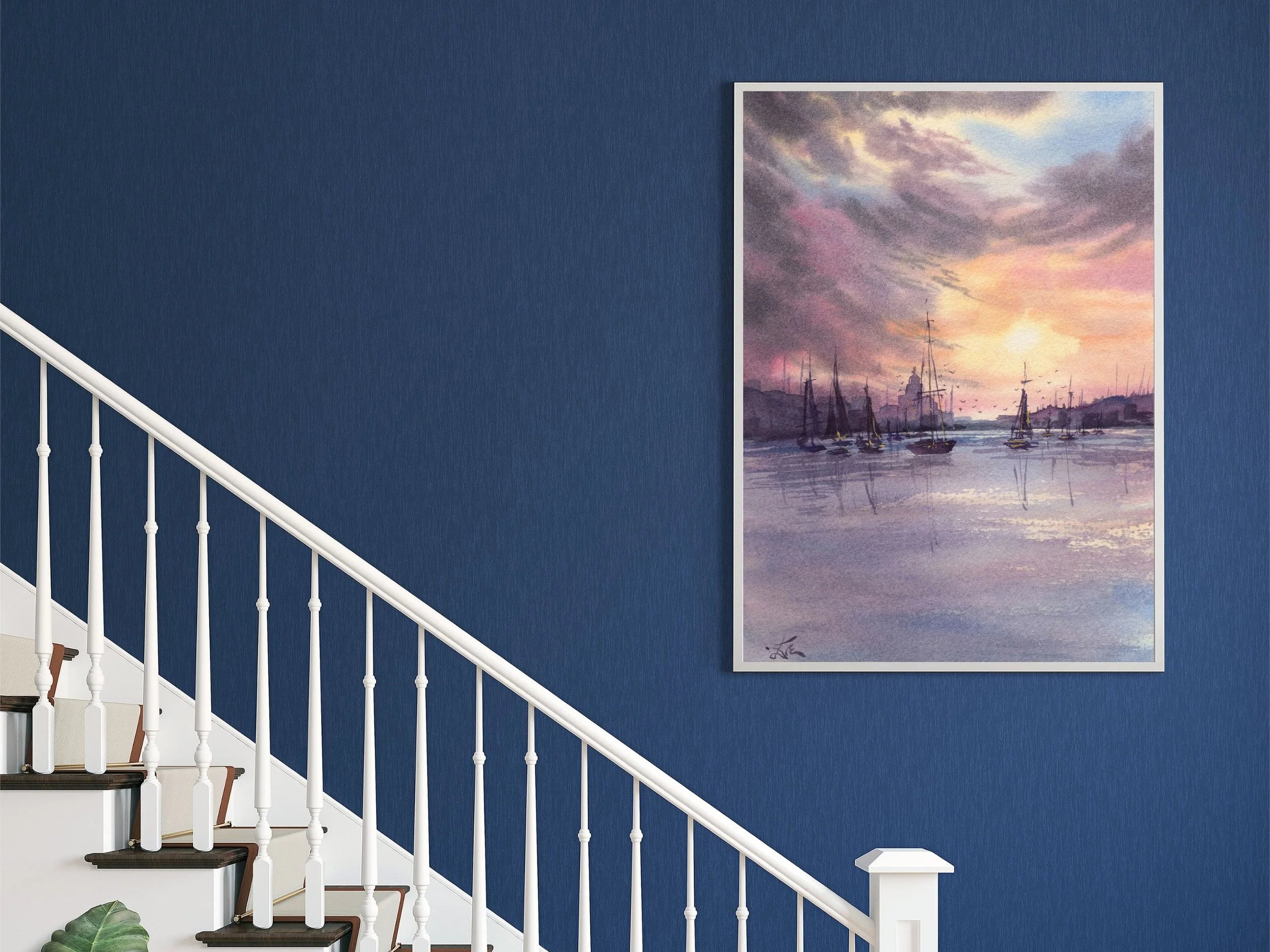 Sailboats Resting in the Harbour - Art Print