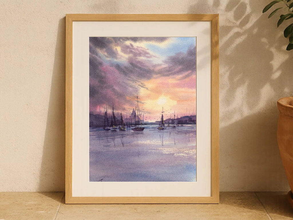 Sailboats Resting in the Harbour - Art Print