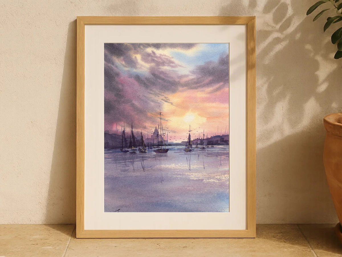 Sailboats Resting in the Harbour - Art Print