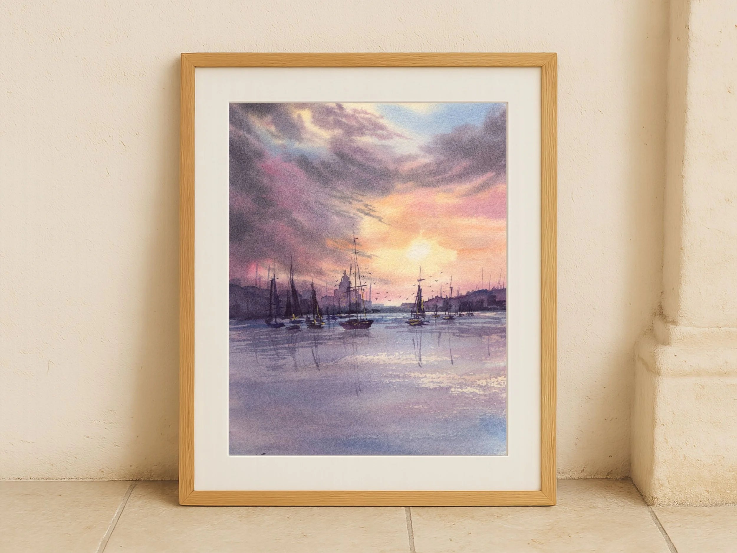 Sailboats Resting in the Harbour - Art Print
