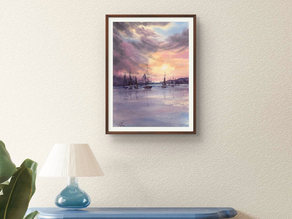 Sailboats Resting in the Harbour - Art Print