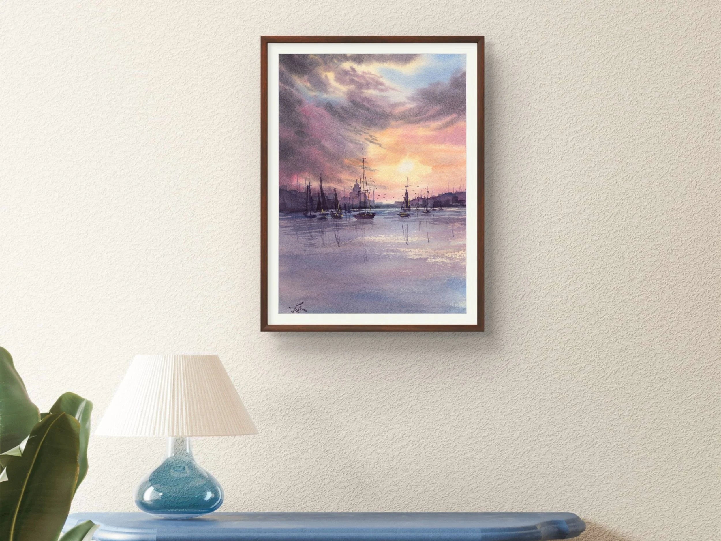 Sailboats Resting in the Harbour - Art Print