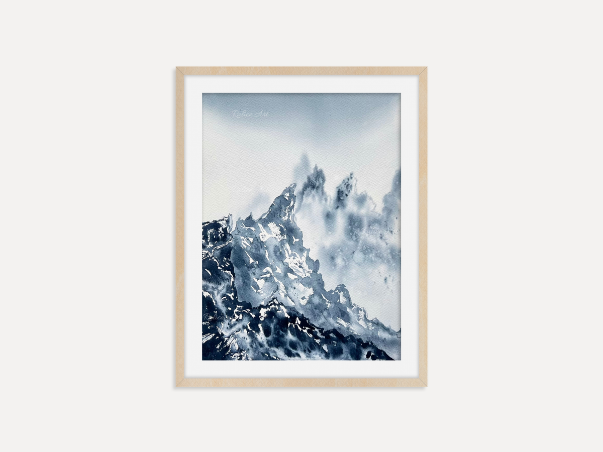 Textures - Original Watercolor Mountain Painting