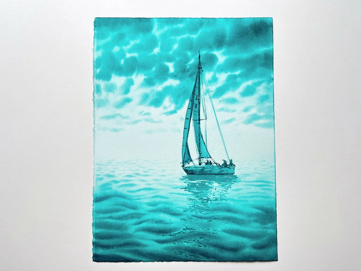 Turquoise Green - Original Watercolor Painting