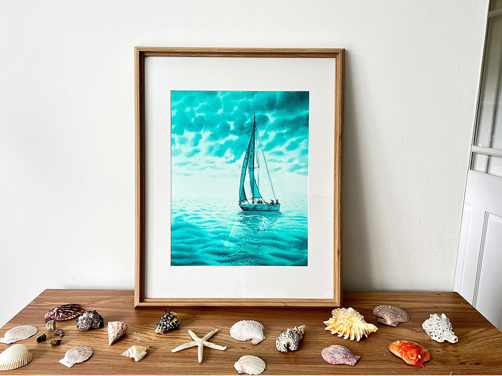 Turquoise Green - Original Watercolor Painting