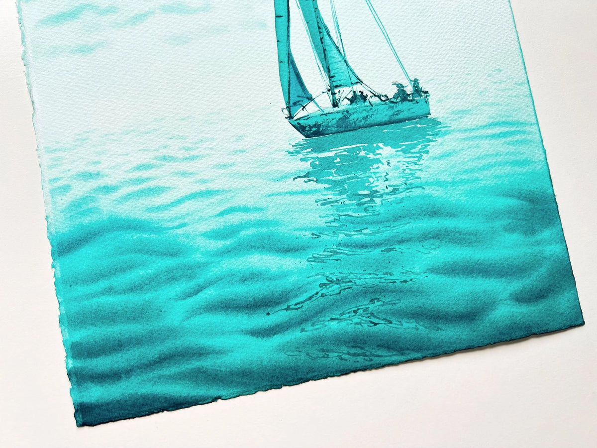 Turquoise Green - Original Watercolor Painting