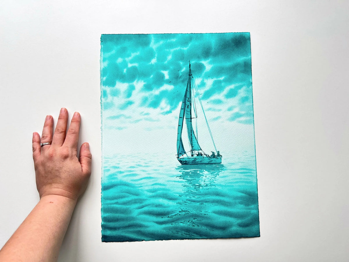 Turquoise Green - Original Watercolor Painting