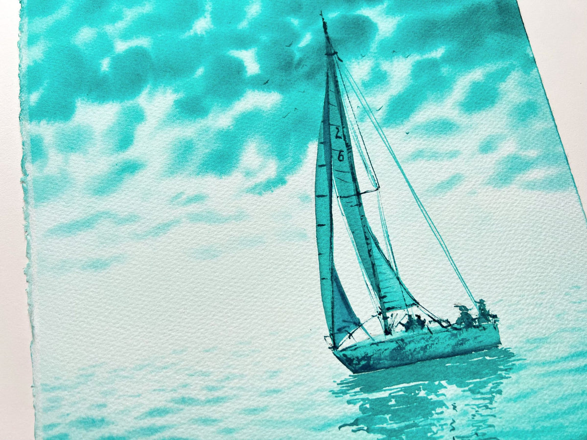 Turquoise Green - Original Watercolor Painting