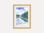 When the Snow Falls Down - Original Watercolor Painting of Wintery Scene with Pine Trees