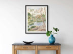 Woodland Landscape with Gentle Stream and Trees - Art Print
