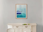 St. Anna - Original Watercolor Painting of a Blue Sailboat
