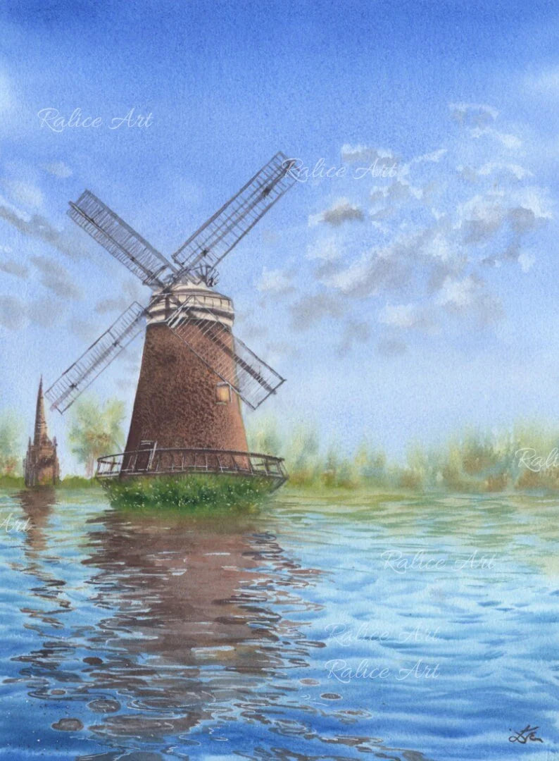 Windmill's Reflections - Art Print
