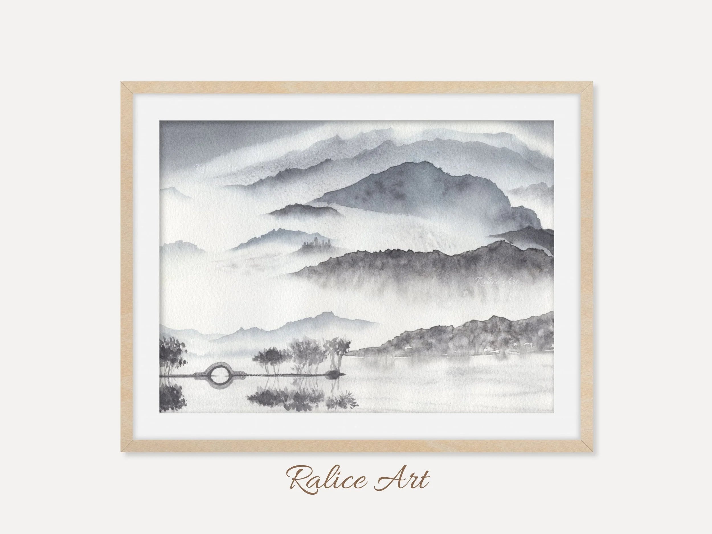Monochromatic Misty Mountains - Art Print