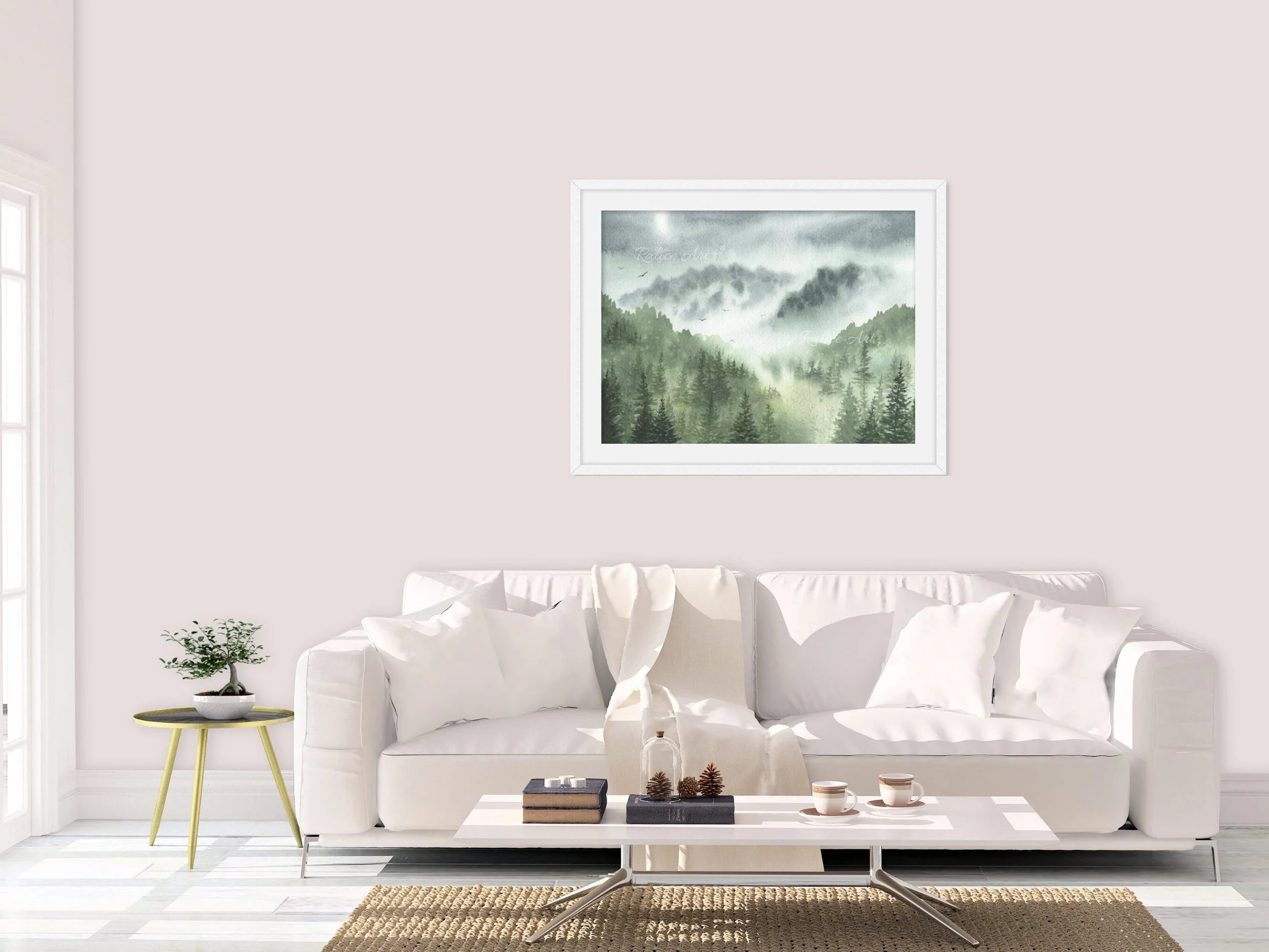 Misty Forest with Pine Trees - Art Print