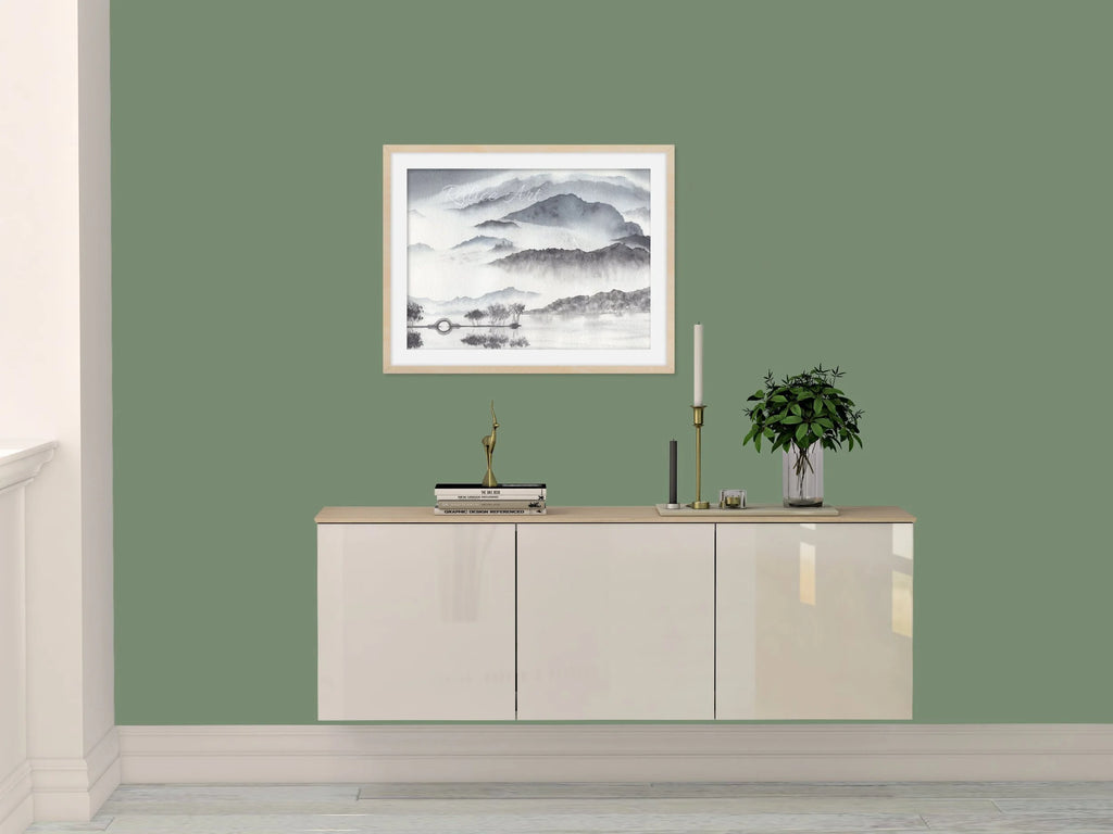 Monochromatic Misty Mountains - Art Print
