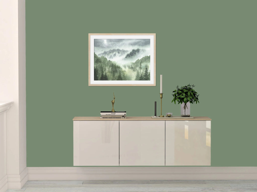 Misty Forest with Pine Trees - Art Print