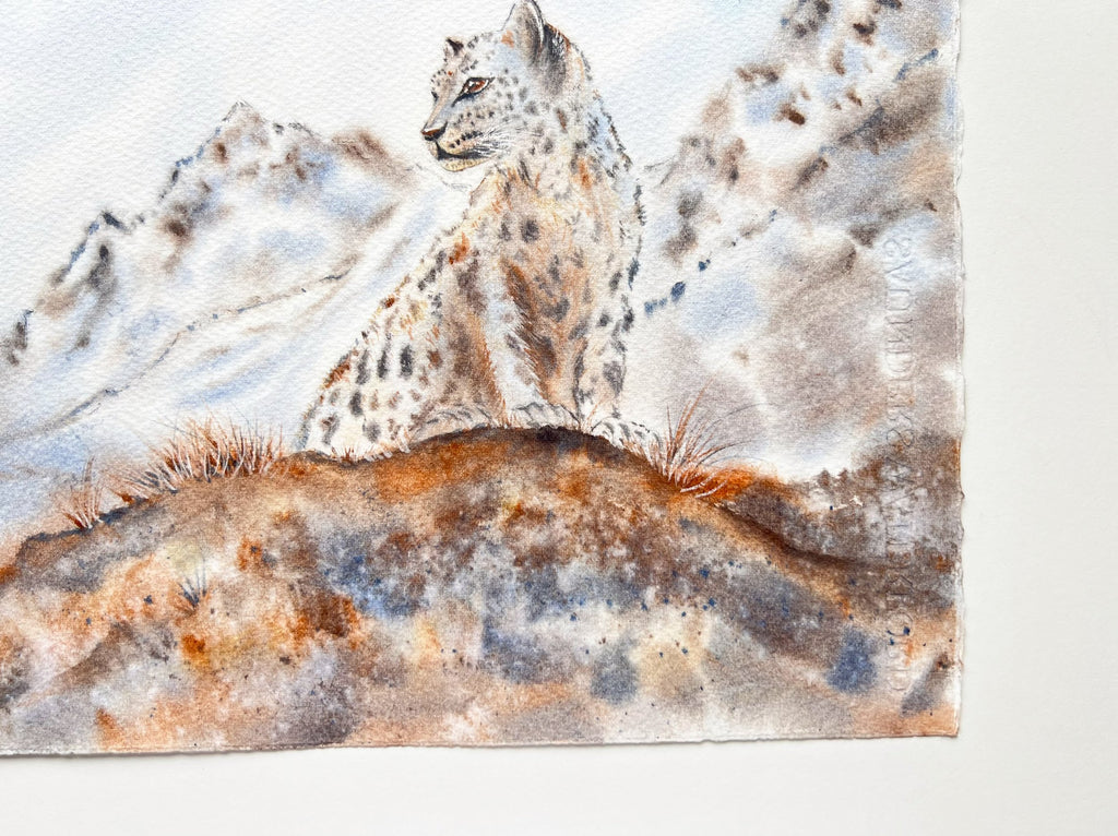 Snow Leopard  - Original Watercolor Painting