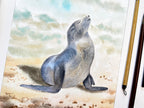 Sunbathing Seal  - Original Watercolor Painting