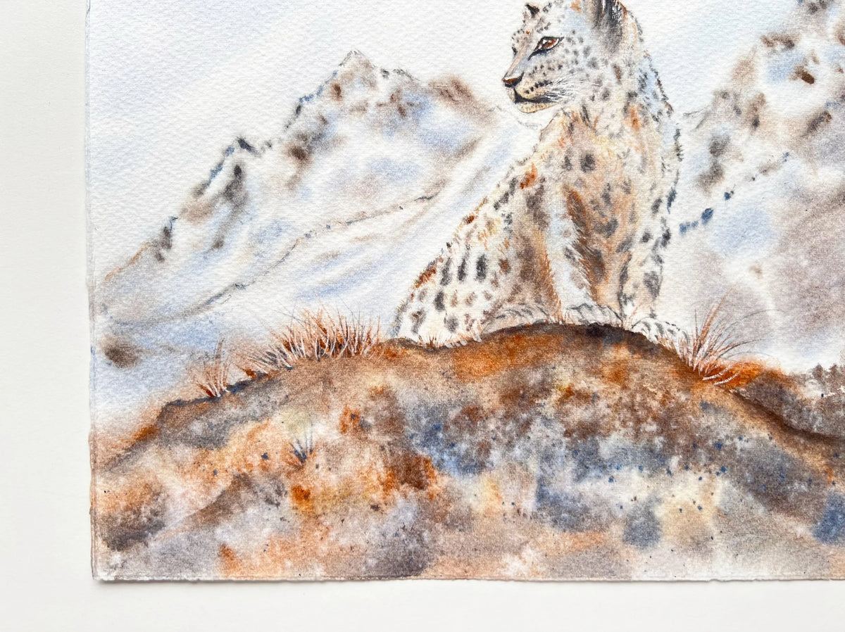 Snow Leopard  - Original Watercolor Painting