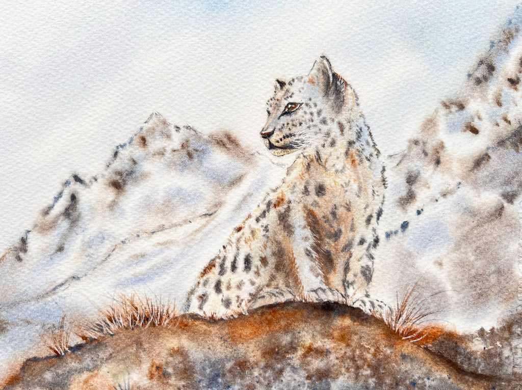 Snow Leopard  - Original Watercolor Painting
