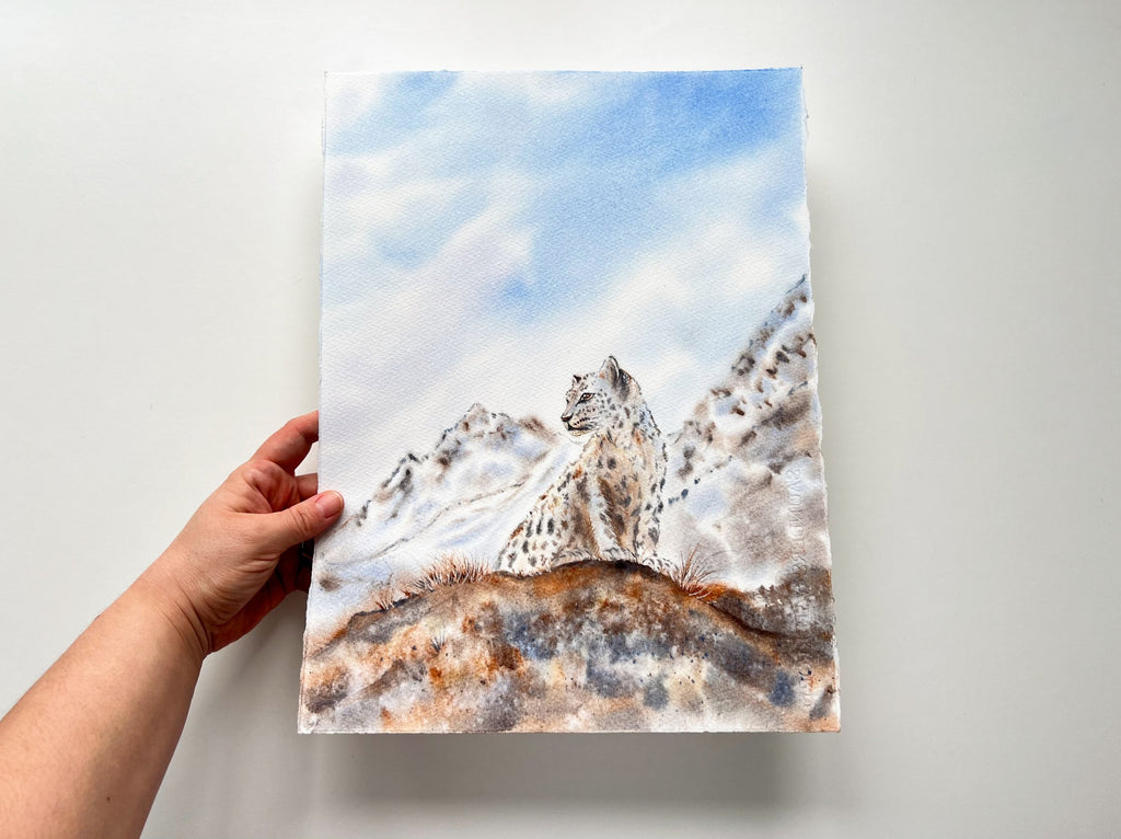 Snow Leopard  - Original Watercolor Painting
