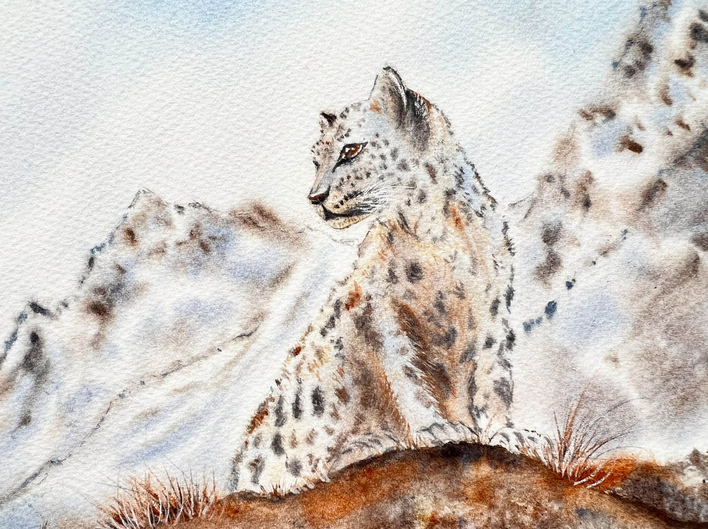 Snow Leopard  - Original Watercolor Painting
