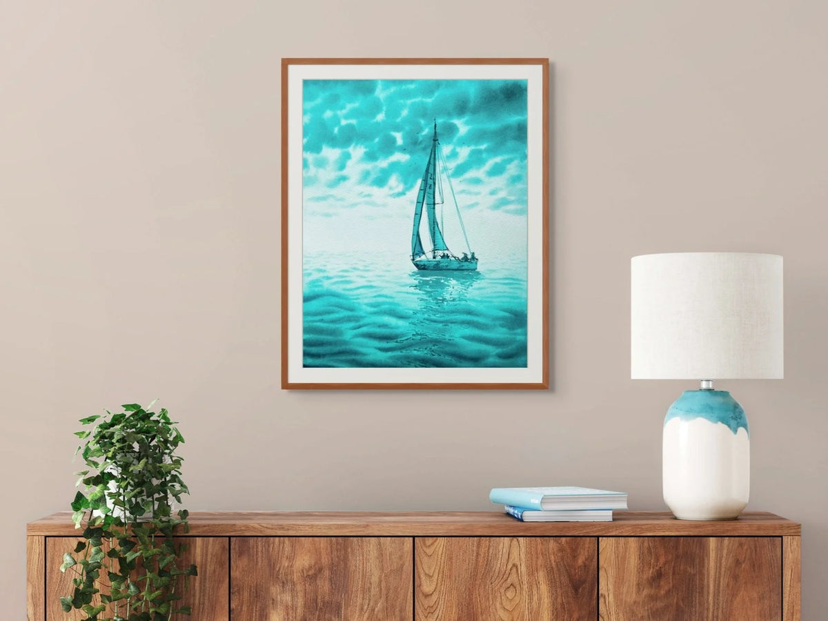 Turquoise Green - Original Watercolor Painting