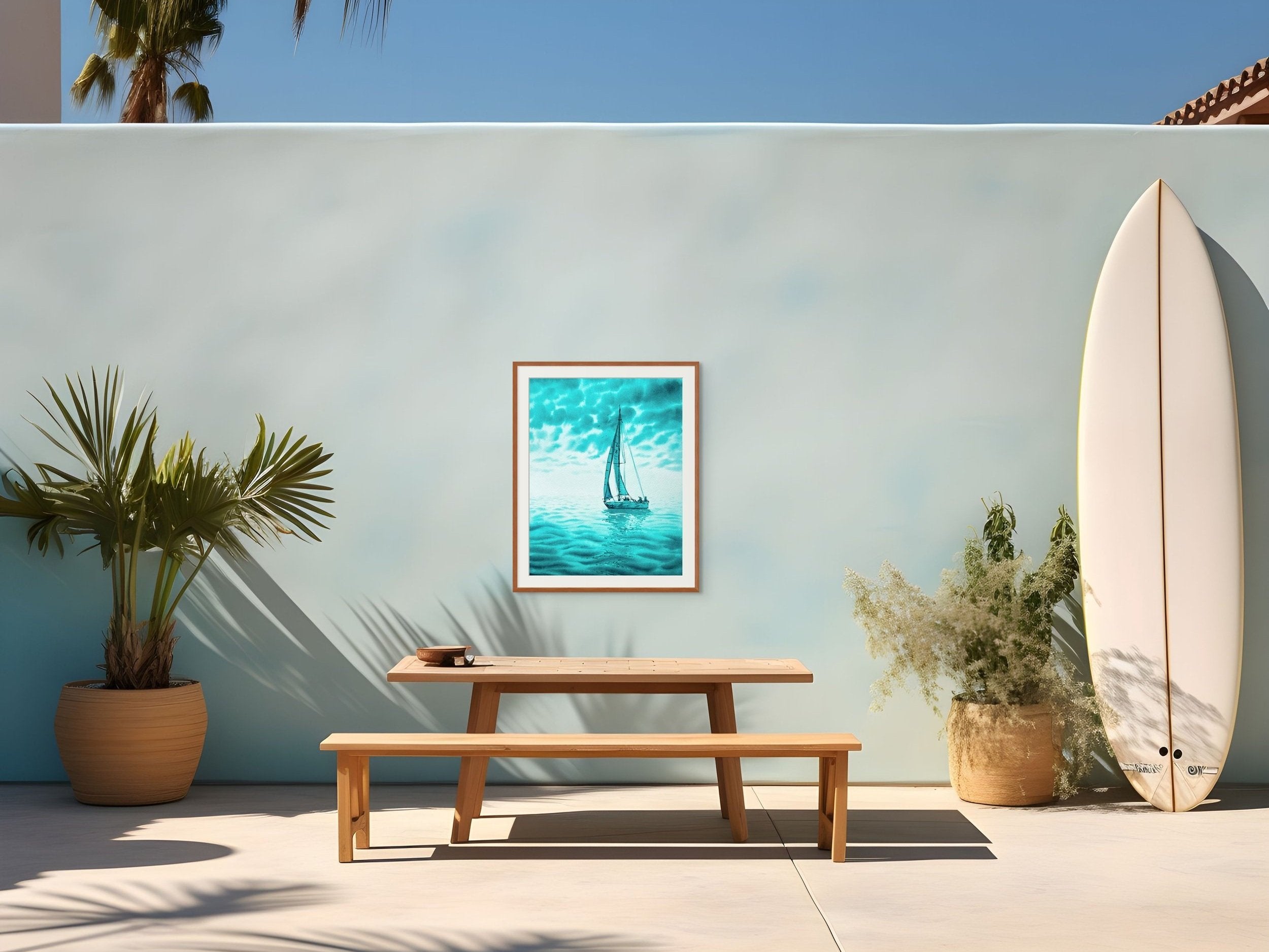 Turquoise Green - Original Watercolor Painting